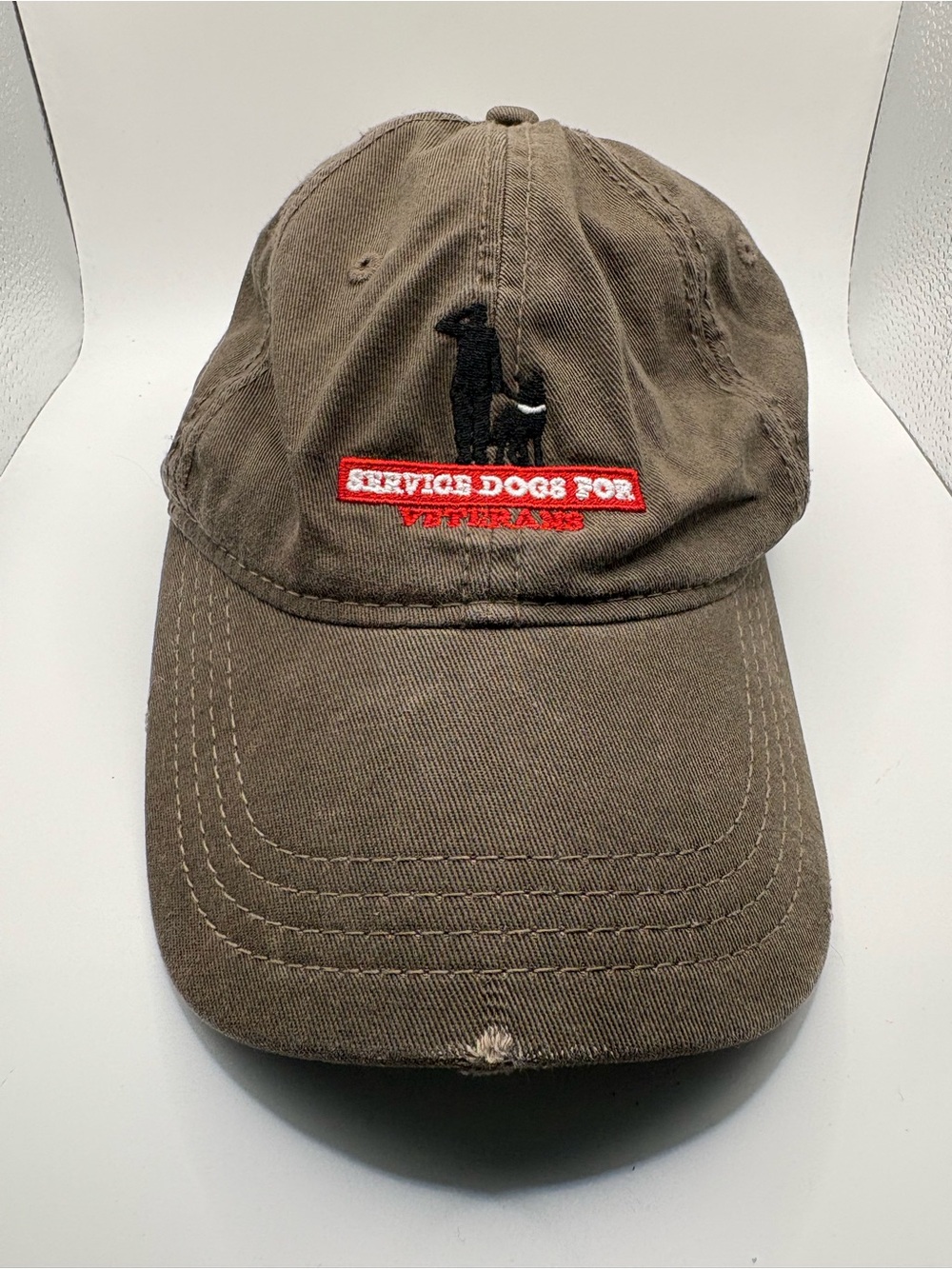 Save Dogs for Veterans Olive Distressed Adjustable Strapback Hat